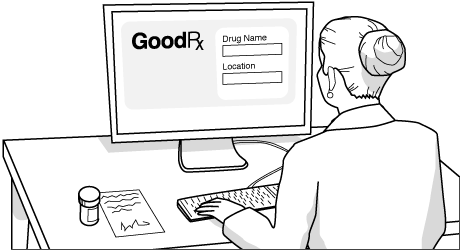 Woman browsing GoodRx on her computer